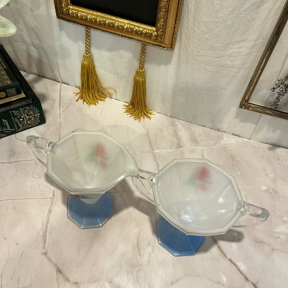 VINTAGE Indiana Glass Westmoreland Red Tulip Glass Sugar & Creamer - Picture 3 of 16